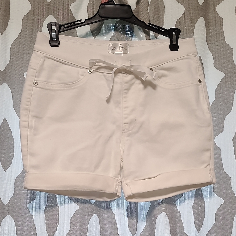 Just Be Women's High Waist Cream Shorts